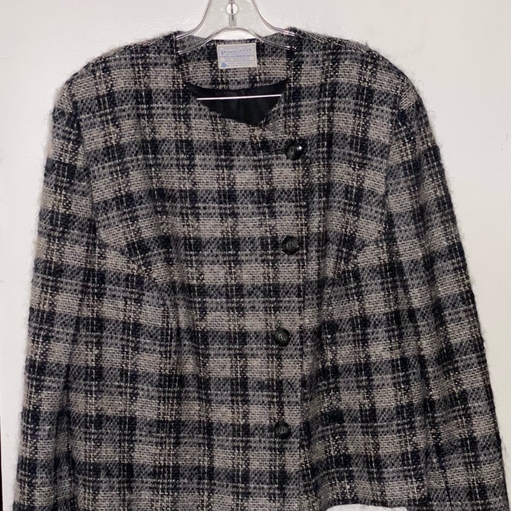 Vintage virgin wool‎ Pendleton blazer - Black & Gray & Brown Wool size 16